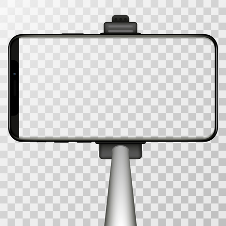 Monopod Selfie stick with empty smartphone screen for your designのイラスト素材