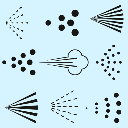 Spray icons set. Simple black fluid spray cloud symbolsの写真素材