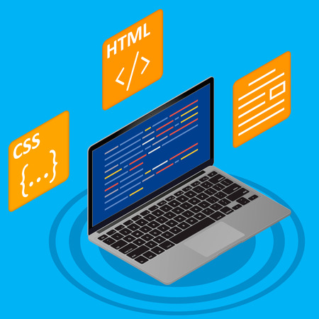 Programmer concept banner. Can use for web banner, infographics, images. Flat isometric vector...