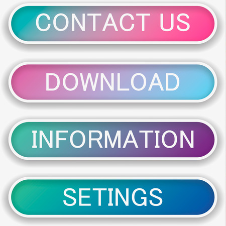 Vector Set of Modern Gradient App or Game Buttons. Trendy gradient colors with shadows.