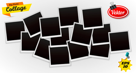 Black and white photo frames isolated on white. vintage style. Vector illustration.のイラスト素材