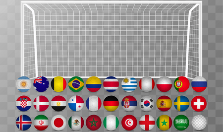 Vector realistic soccer goal with grid and soccer ball isolated on white backgroundのイラスト素材
