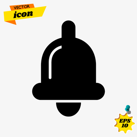 Bell Icon in trendy flat style isolated on grey background. Notification symbol for your web site design, logo, app, UI. Vector illustration, EPS10.のイラスト素材