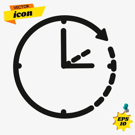 Clock icon in trendy flat style isolated on background. Clock icon page symbol for your web site design Clock icon logo, app, UI. Clock icon Vector illustration, EPS10.のイラスト素材