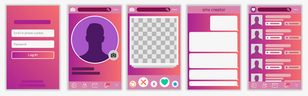 Mobile Dating App UI and UX Alternative Trendy Concept Vector Mockup in Light Color Theme on...