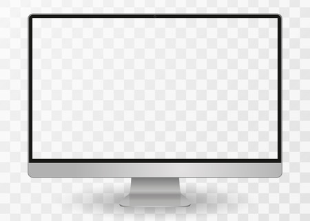 desktop pc vector mocup. monitor display with blank screen isolated on background. Vector illustration.のイラスト素材