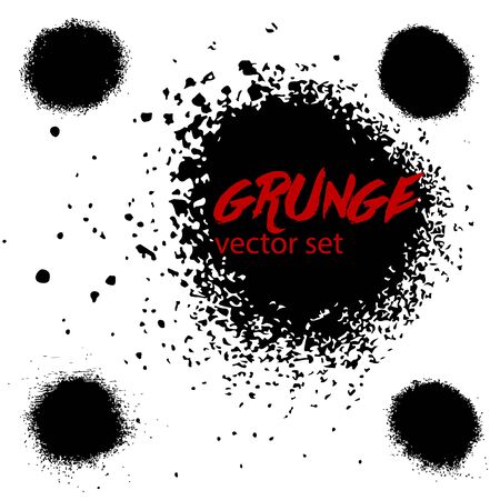 Set of Black ink vector stainsのイラスト素材