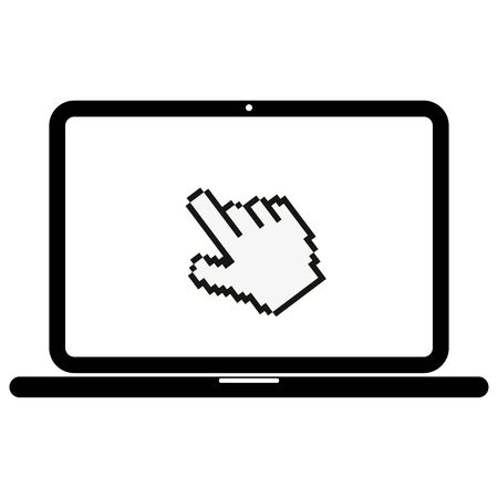 Laptop with pointer or cursor icon isolated. Notebook screen templateのイラスト素材