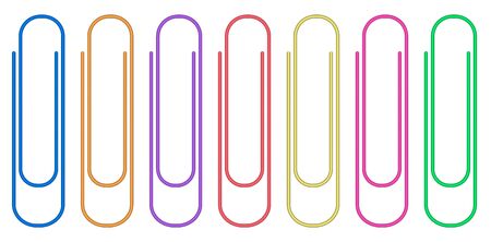 Colorful paper clips set isolated on white background.のイラスト素材