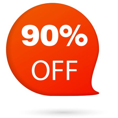 Discount up to 90 percent off speech bubble, Red Sale Sticker on white background - Vector