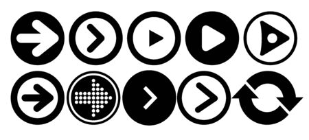 Arrows big black set icons. Arrow icon. Arrow vector collection. Arrow. Cursor. Modern simple arrows. Vector illustrationのイラスト素材