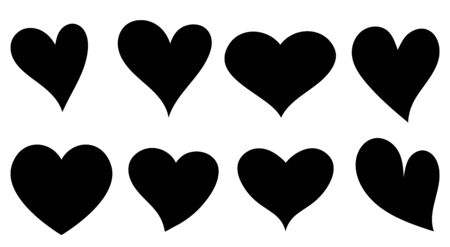Heart hand drawn different red icons set, collection of hearts - stock vectorのイラスト素材