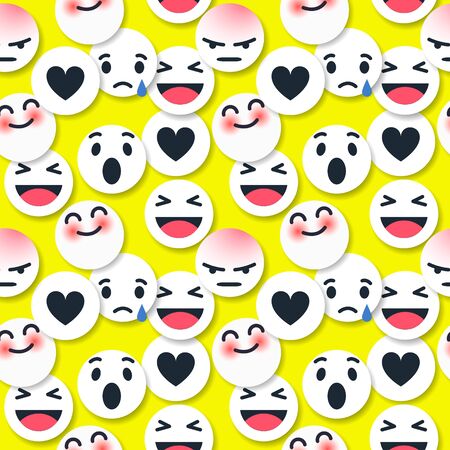 Vector seamless patterns. Trendy endless unique wallpaper with design elements. Graffiti happy emoji sprayed in black and whiteのイラスト素材