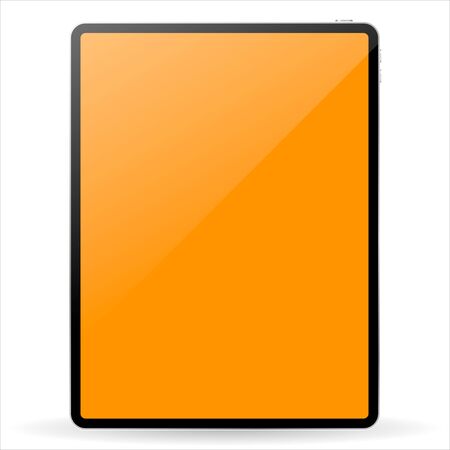 Modern black tablet computer with blank horizontal screen isolated on white background. Vector illustrationのイラスト素材
