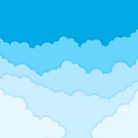 Floating Paper Clouds Background - Vector floating paper clouds on a blue background. EPS10 file with transparency.のイラスト素材