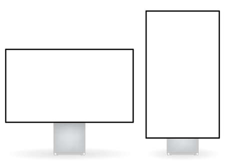 Three black computer monitor with white display - stock vectorのイラスト素材