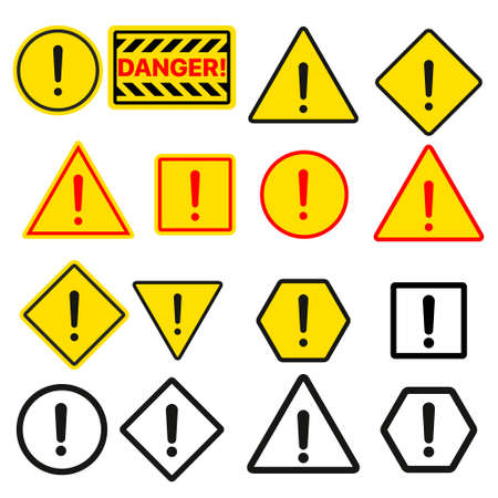 Set of typical danger and caution warning symbolsのイラスト素材