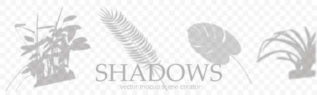 Set of transparent shadow effects for branding. A4 format Mockups. Scenes of natural lighting....