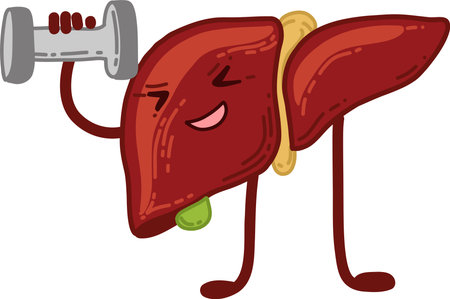 Healthy liver and active lifestyle. Liver Awareness Monthのイラスト素材