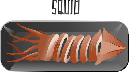 Grilled squid vector illustrationのイラスト素材