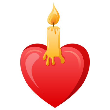 heart and a burning candle for the holiday, St. Valentine, loveのイラスト素材