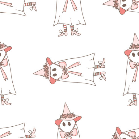 cute ghost in a white sheet for Halloweenのイラスト素材