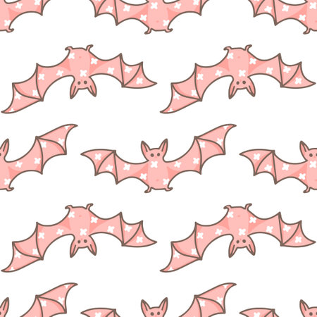 Halloween seamless pattern with pink batsのイラスト素材