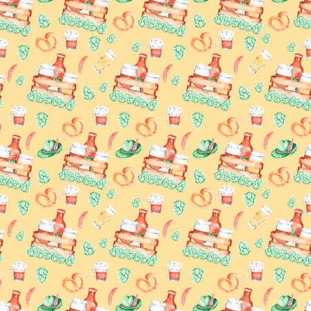 A pattern with Oktoberfest symbols for use in product designの写真素材