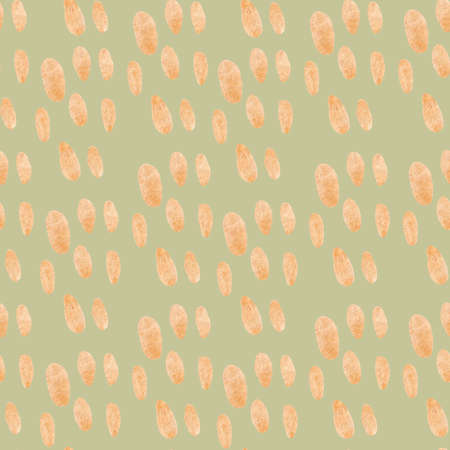 Watercolor abstract pattern with spots of gold color on a green backgroundの写真素材