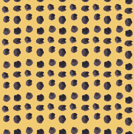 Abstract watercolor pattern with black spots on a yellow background