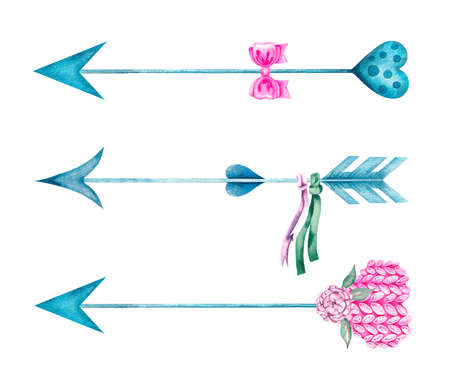 Watercolor set of arrows for Valentines Dayの写真素材