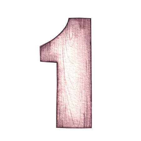 Watercolor wooden figure one in boho styleの写真素材