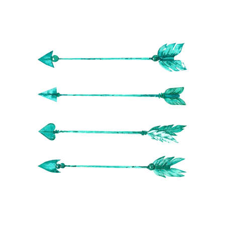 Watercolor arrow hand-drawn on a white backgroundの写真素材