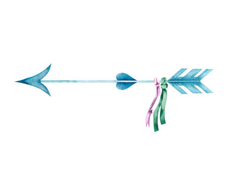 Watercolor arrow hand-drawn on a white backgroundの写真素材