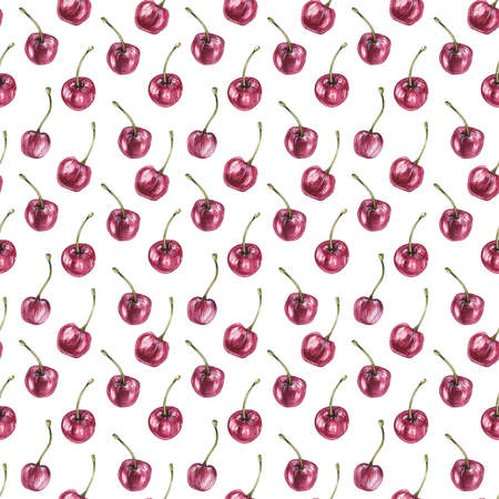Watercolor cherry patternの写真素材