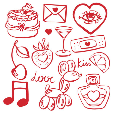 Red Valentine EPS set. Isolated vector EPS objectのイラスト素材