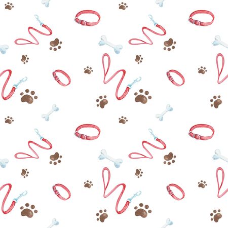 Corgi dog and wild plants. Seamless pattern.の写真素材