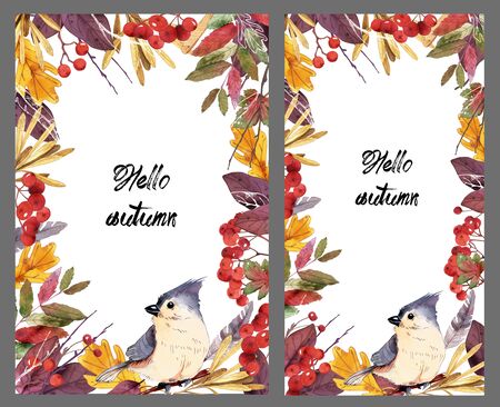 Design backgrounds for social media banners with autumn theme. Set of social media post frame templates.の写真素材