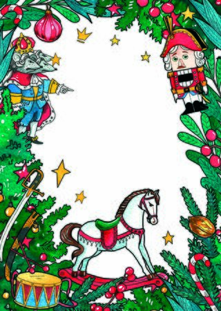 nutcracker christmas greeting card template illustration. Watercolorの写真素材