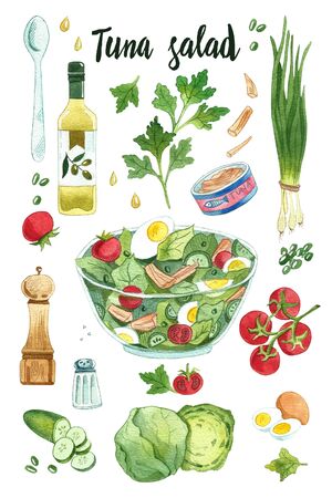 Set of eco food for design paper, wallpaper, packaging, web, menu, background. Watercolor hand drawn.の写真素材