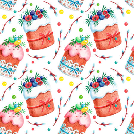 Seamless pattern. Hand drawn watercolor Easter set.の写真素材