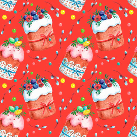 Seamless pattern. Hand drawn watercolor Easter set.の写真素材