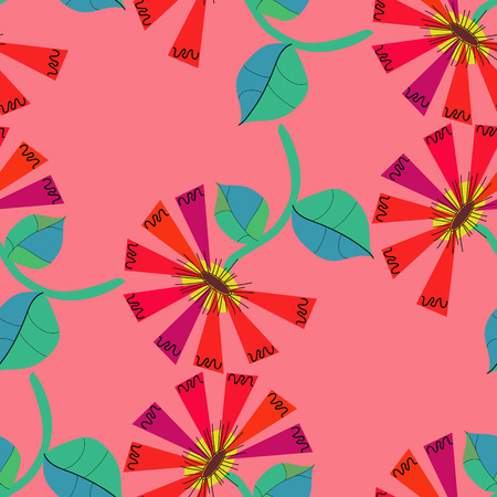 Red flowers on a pink background.Seamless.のイラスト素材