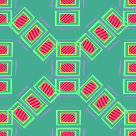 Rectangles and ovals on a green background. Seamless.のイラスト素材