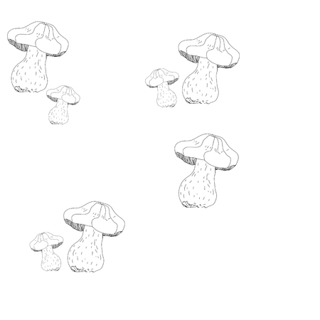 Mushrooms on a white background. Seamless.のイラスト素材