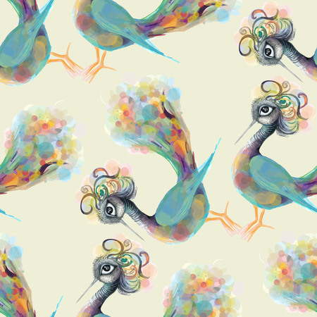 Beautiful birds on a white background.Seamless.のイラスト素材