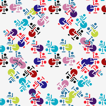 Multicolored circles and rectangles on a white background. Seamless.のイラスト素材