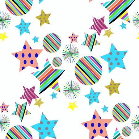 Multi-colored stars on a white background.Seamless.のイラスト素材