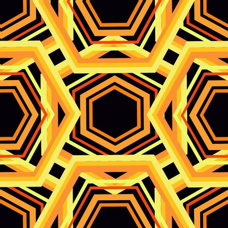 Yellow polygons on a black background. Seamless.のイラスト素材