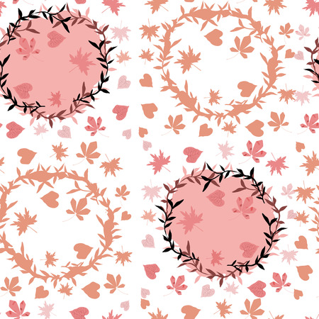 Seamless pattern of pink leaves on a white background.のイラスト素材